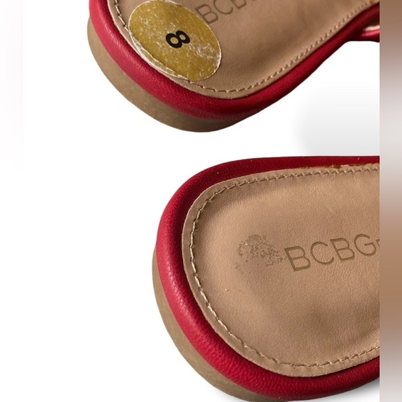 BCBGeneration Ester Mule Red, Size 8 Gold-Tone Chain Point Toe Low Heel 0.5” - Picture 13 of 14